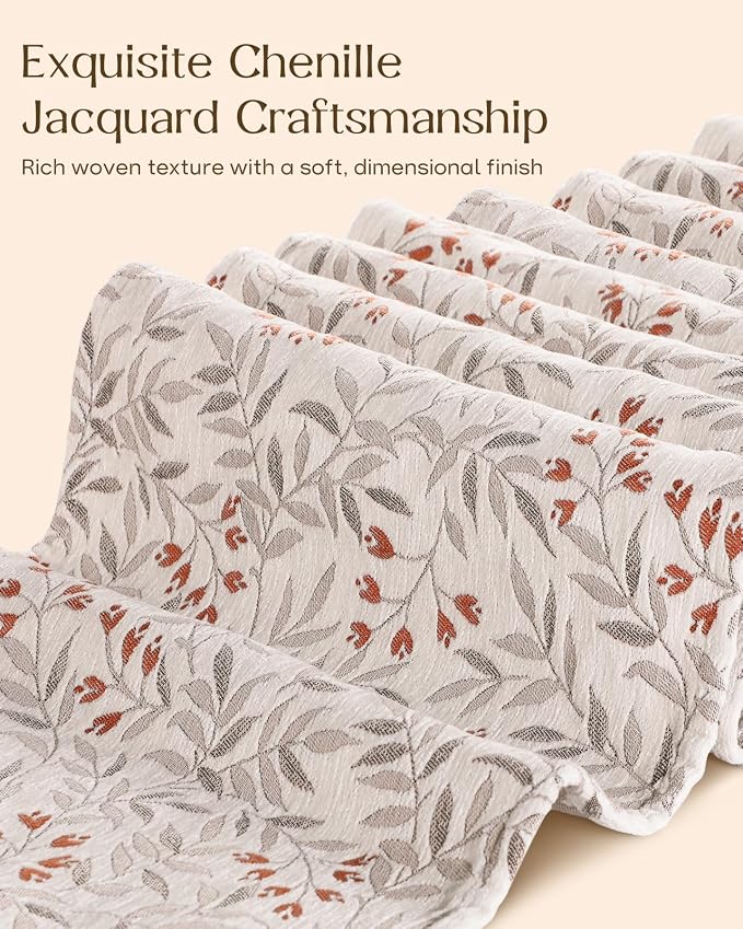 13"x 72" Jacquard Woven Chenille Table Runner, Bloom Branch | Exquisite Jacquard - Image 3