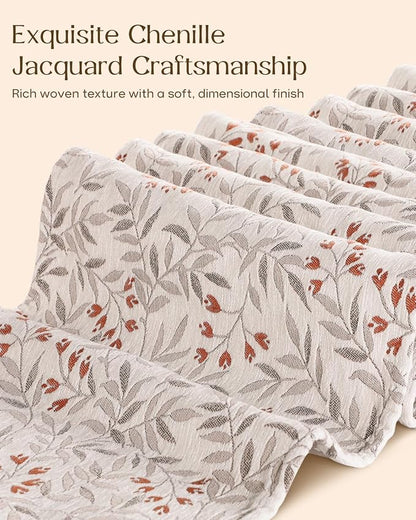 13"x 72" Jacquard Woven Chenille Table Runner, Bloom Branch | Exquisite Jacquard - Image 3