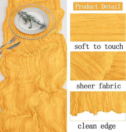 4 Pack Gold Cheesecloth Table Runner 20 x 120 inch Gauze Table Runners 10 FT - Image 3
