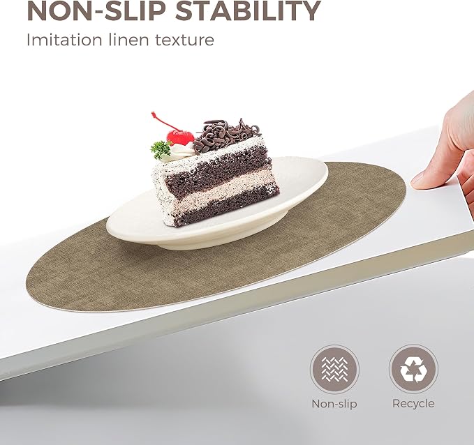 NCUE 13" Faux Leather Round Placemats Set of 6, Reversible Dual-Color | - Image 3