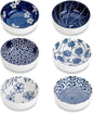 Japanese Style Ceramic Dipping Bowls,3'' Small Pinch Bowls Set Side Sauce Cups,Dishes for Sushi,Snack and Soy,BBQ,2.5 Oz Blue and White Mini Bowl for Kitchen Prep - Set of 6 (3 inch)
