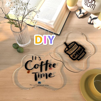 2 PCS Acrylic Coasters, Aesthetic Drink Coaster for Coffee Table, Clear Heat-Resistant Decorative Plates for Home Office Desk, Scratch-Proof Cup Protector for Kitchen Bar (Irregular Cloud Shaped 2Pcs)