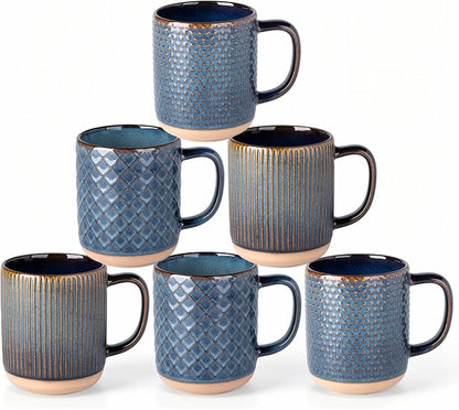 GBhome Coffee Mugs Set of 6, 16 oz Blue Coffee Cups by GBhome