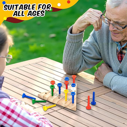 Skylety 12 Pack Triangle Peg Games Wooden Board Table Game for Family Boys Girls Adults, Learning Toys Travel Peg Jump Toys Triangle Puzzle Brain Teaser Christmas Gifts (Multicolor)