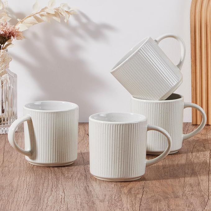 E-far Coffee Mugs Set of 4, 12 oz Stoneware Coffee Cups by E-far