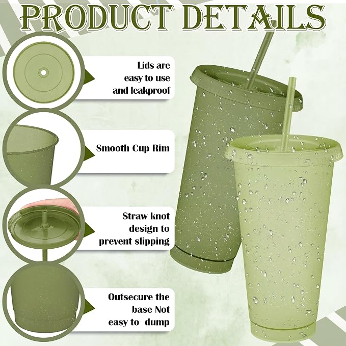 Skylety 12 Pcs Green Glitter Plastic Cups - Image 3