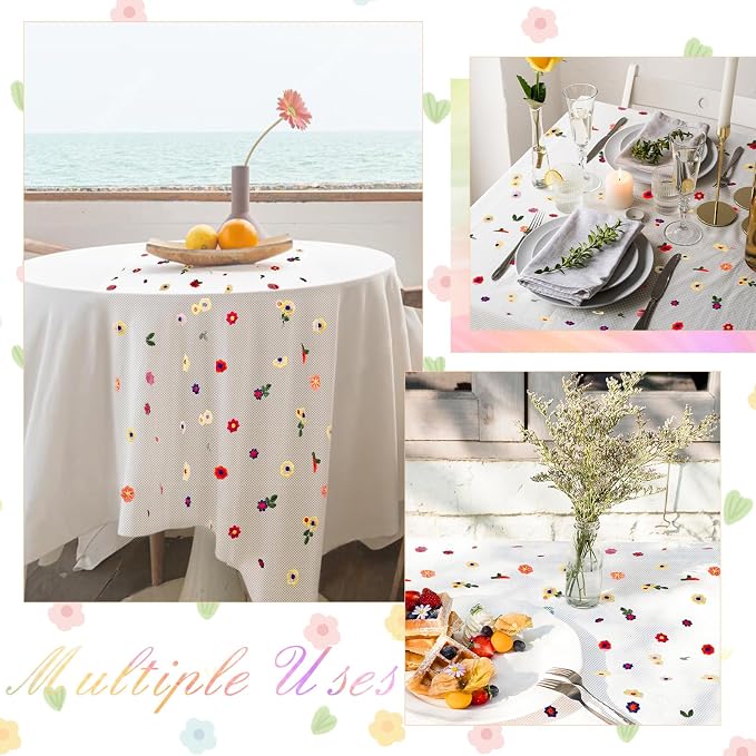 BINBE 1pcs Ivory Daisy Spring Table Runner Embroidery Gauze 10FT Florals - Image 8