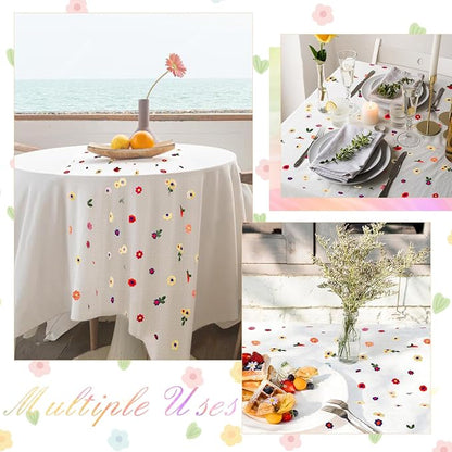 BINBE 1pcs Ivory Daisy Spring Table Runner Embroidery Gauze 10FT Florals - Image 8