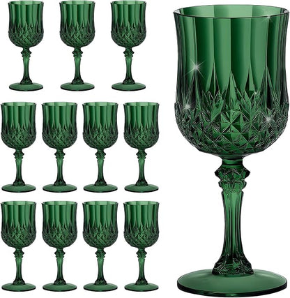 7OZ Plastic Wine Glasses, Reusable Vintage Goblets Unbreakable Drinking Glasses by Unknown