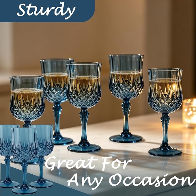 24Pack Plastic Wine Glasses, 7oz Vintage Goblets - Image 7