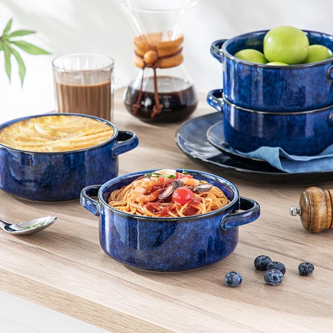 vancasso Starry French Onion Soup Bowls, 30 Oz Soup Crocks Set of 4 | Stoneware - Image 8