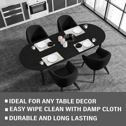 Dainty Home Foiled Granite Thick Cork Heat Resistant Dining Table Placemats Set of 2, 12" x 18" Rectangle, Marbled Silver, 2 Count - 2MC1218SI