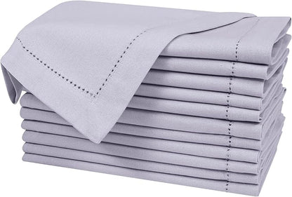 Bedding Craft Cotton Cloth Dinner Napkins Set of 12 – 18x18 Lavender Blue with Frayed Fringe – Machine Washable Fabric Napkins for Weddings, Baby Showers, Parties & Dining Tables