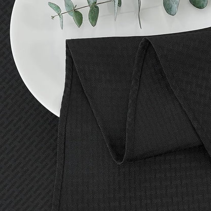 maxmill Round Weaved Texture Design Tablecloth Spill-Proof Wrinkle Free Soft Washable Table Cloth for Circular Table Cover, for Dining Room Buffet Banquet Parties Holiday Dinner, 90 Inch Black