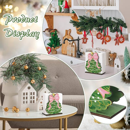 Christmas Tree Napkin Holder for Tables Pink Bow Christmas Tree Napkin Holder - Image 7