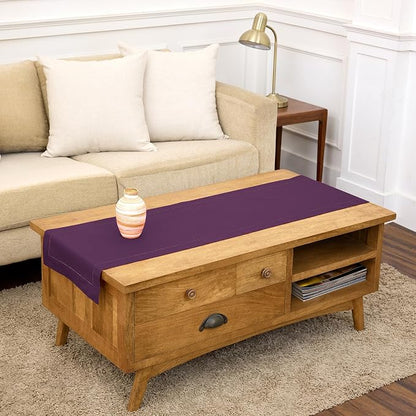 Solino Home Cotton Linen Dining Table Runner Purple Hemstitch, 14 x 60 in | by SolinoHome