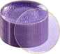 Rubtlamp 100Pcs Purple Gold Plastic Dessert Plates, 7" Purple Disposable Appetizer Plates With Gold Rim, Heavy-duty Party Salad Plates, Hammered Plastic Clear Dessert Plates for Wedding