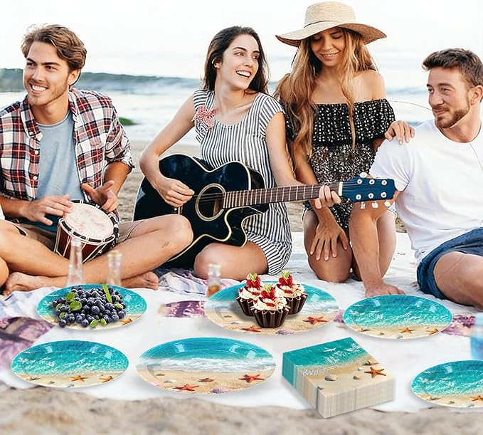 180Pcs Beach Ocean Party Plates and Napkins Set, Serves 60 | Under The Sea - Image 4