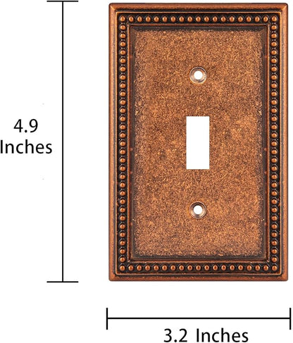 Henne Bery Raised Pearls Decorative Wall Plate Switch Plate Outlet Cover (Single Toggle 2PK, Sponged Copper)