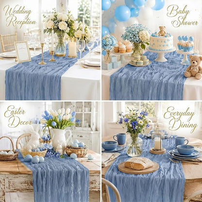 10 Pack Dusty Blue Table Runner 10FT Gauze Cheesecloth Table Runner | 21x120 - Image 5