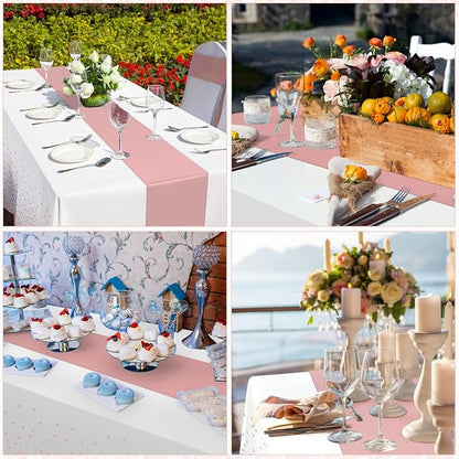 24 Pack Rose Gold Tablecloth and Table Runner Set Party Decorations - Image 6
