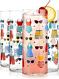 Libbey Vintage Swim Drinking Glasses Set of 4, Retro Swimsuits Design Glass by Libbey