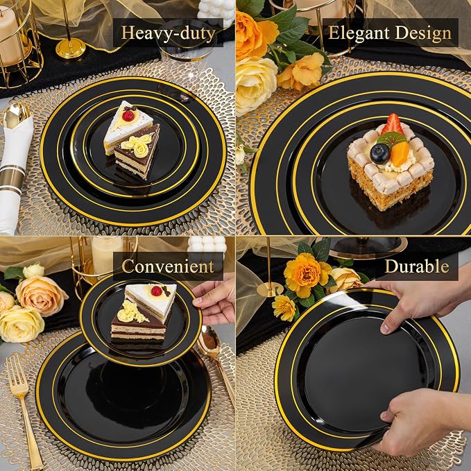 175PCS Black and Gold Plates - Image 5