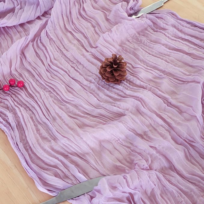 3 Pack Lilac Purple Cheesecloth Table Runner 120 Inch Boho Wedding Decor | - Image 6