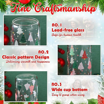 Sliner 2 Pcs Christmas Tree Glass Cups Summer Xmas Tumbler - Image 4