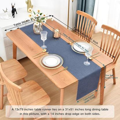 Faux Linen Table Runner Water Resistant 13 x 72 in, Coffee Table Runner - Image 2