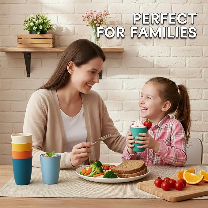 Wrova Wheat Straw Cups 6 PCS Good Alternative to Plastic Reusable Cups 12 oz - Image 8