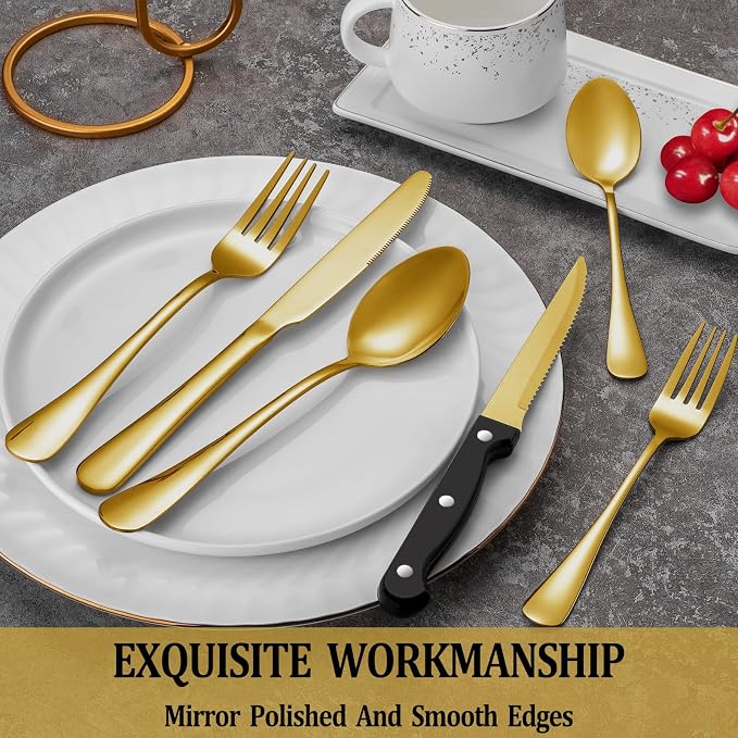 72 Pcs Gold Silverware Set - Image 4
