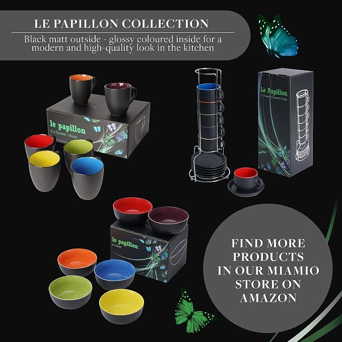 MIAMIO - Coffee Mugs Set of 6 - Le Papillon - Modern Home | Ceramic coffee mugs - Image 7