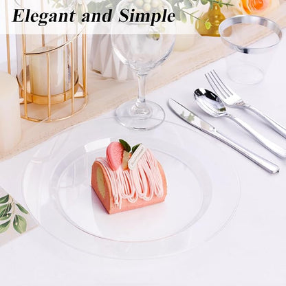 Bestluck 100PCS Clear Plastic Dinner Plates 10inch, Premium Hard Disposable - Image 4