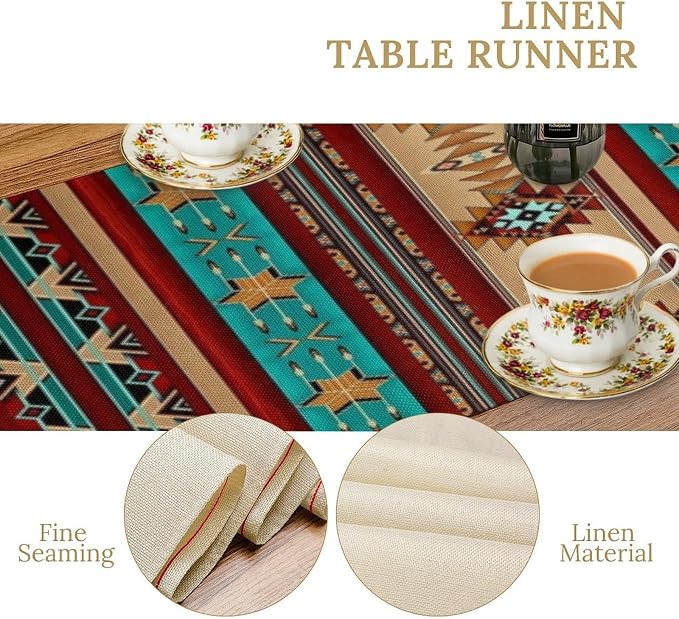Aztec Southwest Table Runner, Ethnic Style Design Geometric Table Runners - Image 5