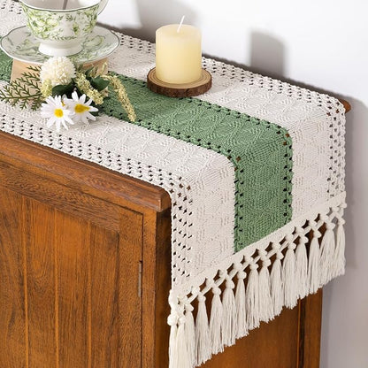 Boho Table Runner Summer Farmhouse Rustic Dining Dresser Scarf Home Decor | - Image 2