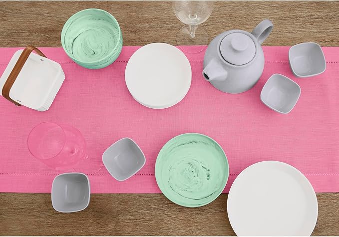 Solino Home 100% Pure Linen Dining Table Runner Flamingo Pink, 14 x 36 in | - Image 4