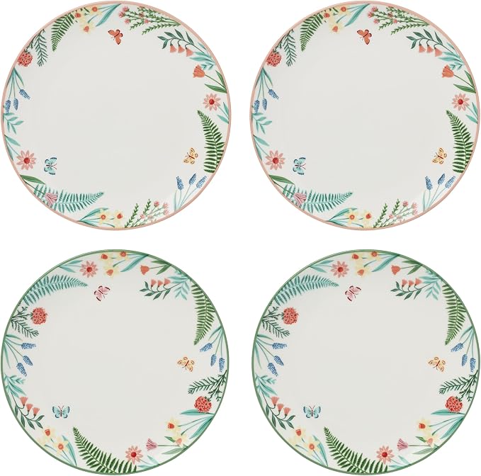 Oneida First Blooms 4-Piece Accent Plates, Appetizer Plate Set by Oneida