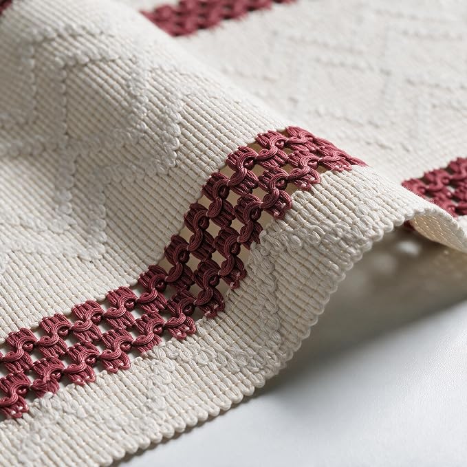 Artoid Mode Red Stripe Woven Rustic Table Runner 12x108 Inch | Holiday Kitchen - Image 6