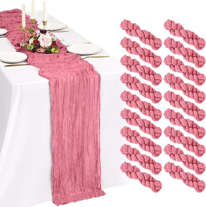 18 Pack Cheesecloth Table Runner 10FT Dusty Rose Table Runner Boho Gauze Cheese by Showgeous