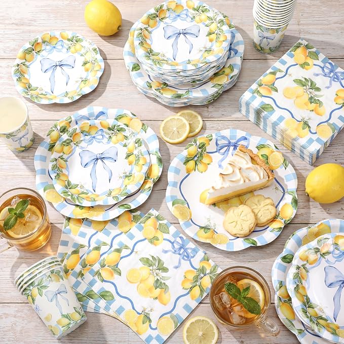 250 Pcs Amalfi Lemon Disposable Paper Plates and Napkins | Italian Amalfi Coast - Image 5
