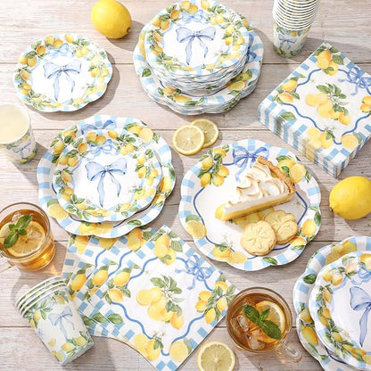 250 Pcs Amalfi Lemon Disposable Paper Plates and Napkins | Italian Amalfi Coast - Image 5