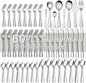 68 Pieces Silverware Set with Serving Utensils Set, CEKEE Stainless Steel Flatware Set for 12, Heavy Duty Cutlery Set, Kitchen Utensil Sets for Home Restaurant, Mirror Finish, Dishwasher Safe