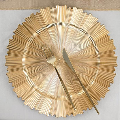 Efavormart 6 Pack | 13" Metallic Gold Sunray Acrylic Plastic Serving Plates - Image 8