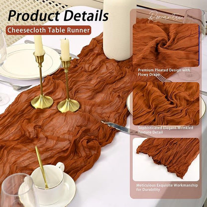 8 Pack Terracotta Cheesecloth Table Runner 17x108 inch Boho Gauze Cheese Cloth - Image 4