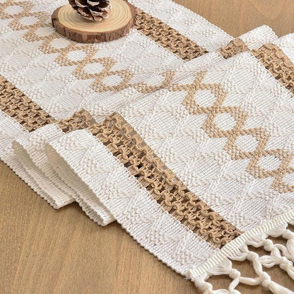 Fall Table Runner for Coffe Table Home Boho Decor 12x90 Inch Beige | 90 Inches - Image 6