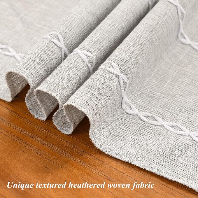 Wracra Rustic Linen Table Runner, Light Grey Table Runners 36 inches Long | - Image 3