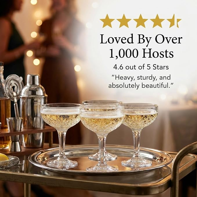 Godinger Champagne Glasses, Champagne Glass Set, Coupes Barware Martini Glasses - Image 8
