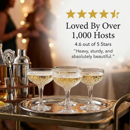 Godinger Champagne Glasses, Champagne Glass Set, Coupes Barware Martini Glasses - Image 8