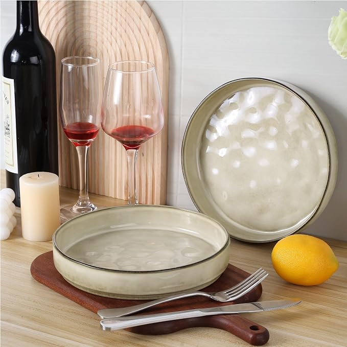 LIANYU Stoneware Pasta Bowls, 8.25’’ Large Bowl Sets of 4 | Round Shallow - Image 4